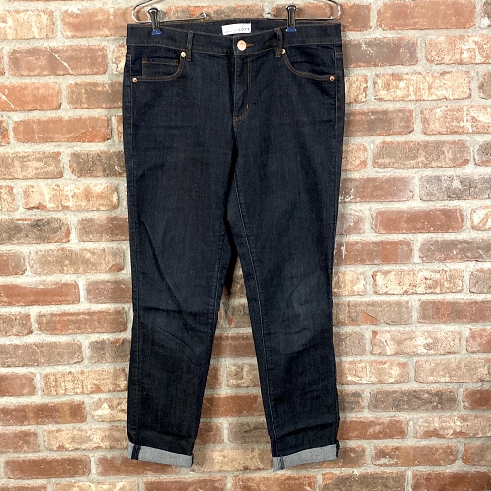 Ann Taylor Loft 29/8 indigo blue cuffed modern skinny jeans